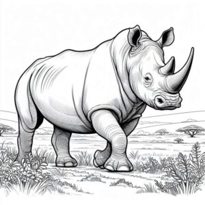 Desenho de Rinoceronte Desenho Colorir Imprimir 14