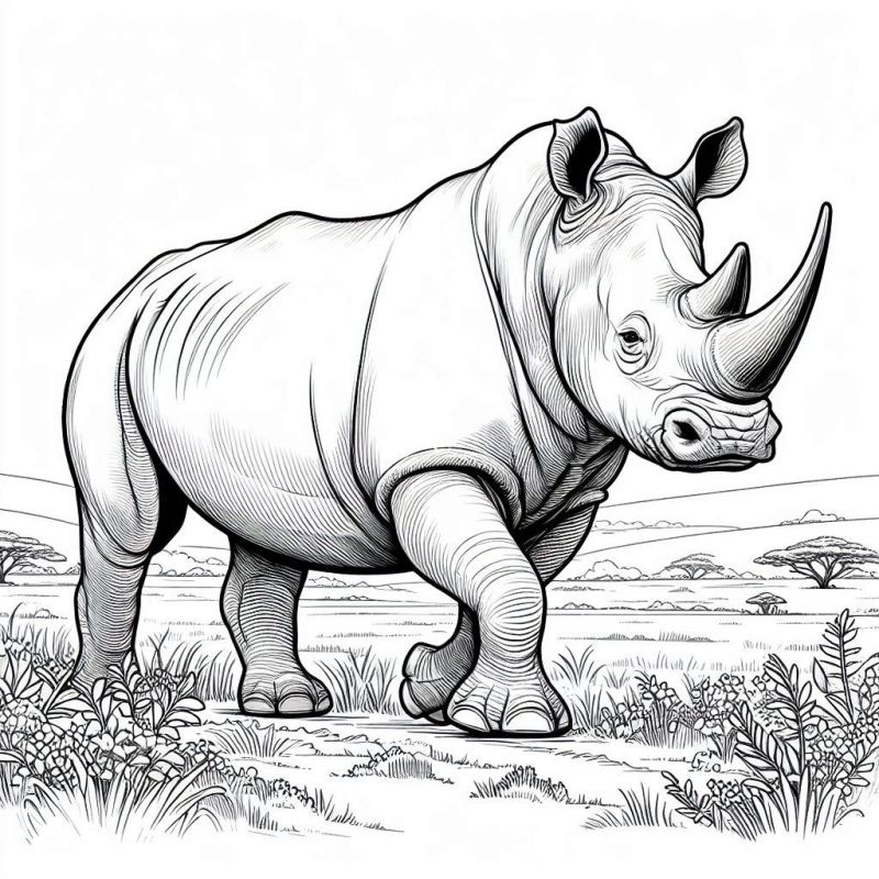Desenho de Rinoceronte Desenho Colorir Imprimir 14