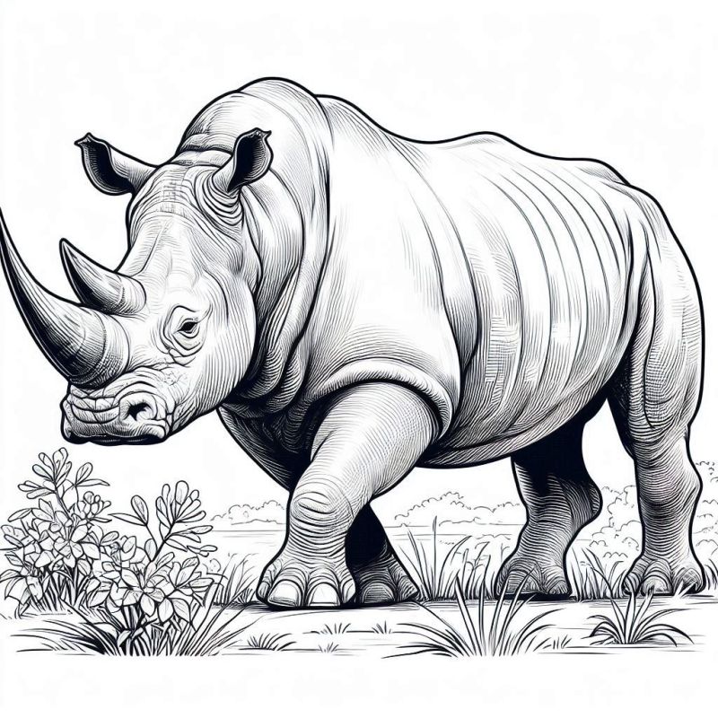 Desenho de Rinoceronte Desenho Colorir Imprimir 15