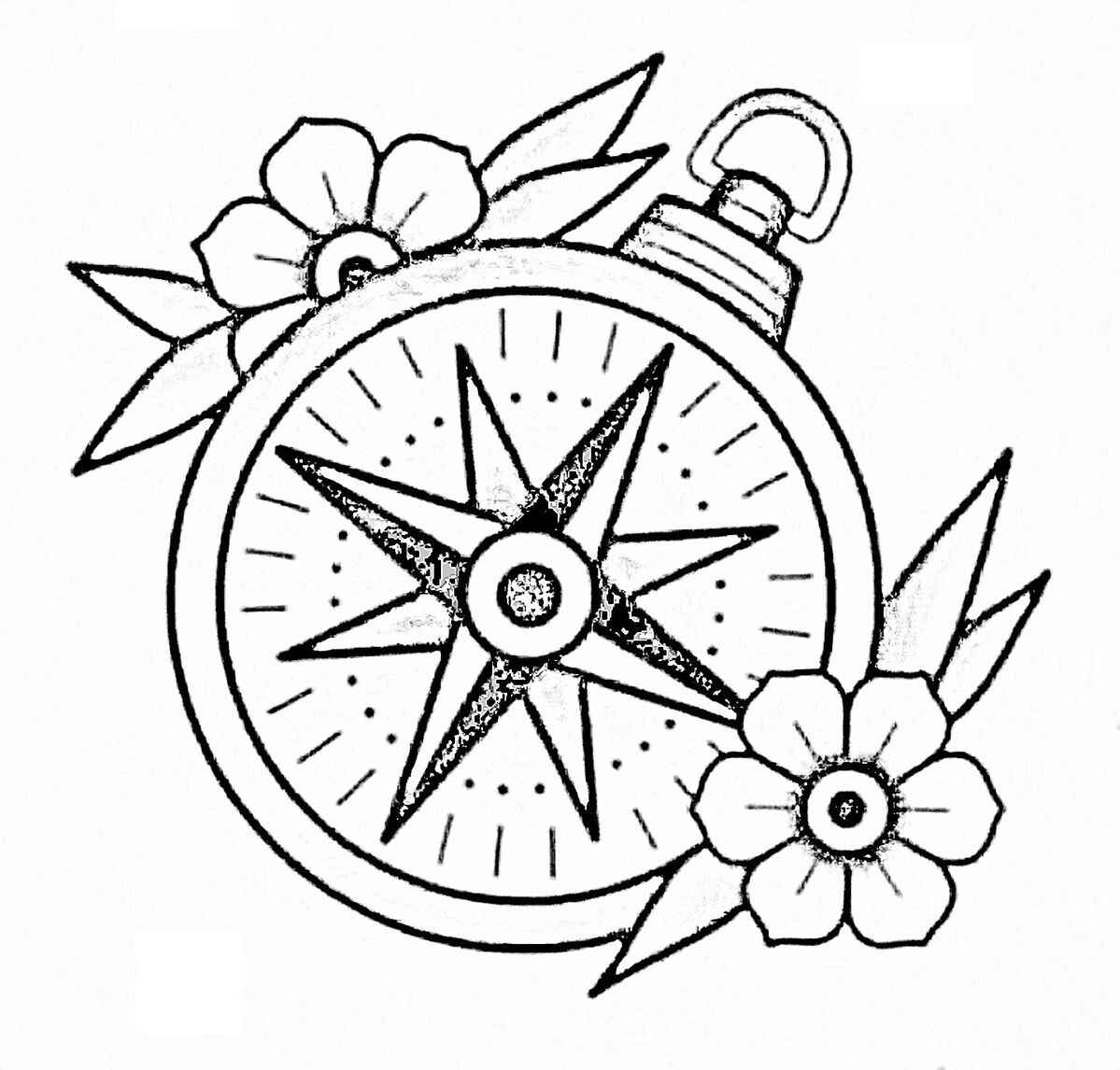 Desenho de Rosa Dos Ventos Desenho Colorir Imprimir 01