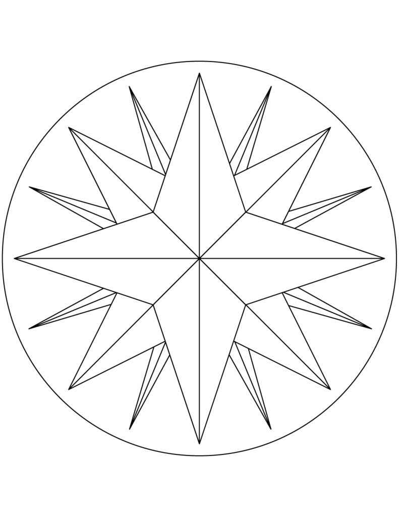 Desenho de Rosa Dos Ventos Desenho Colorir Imprimir 06