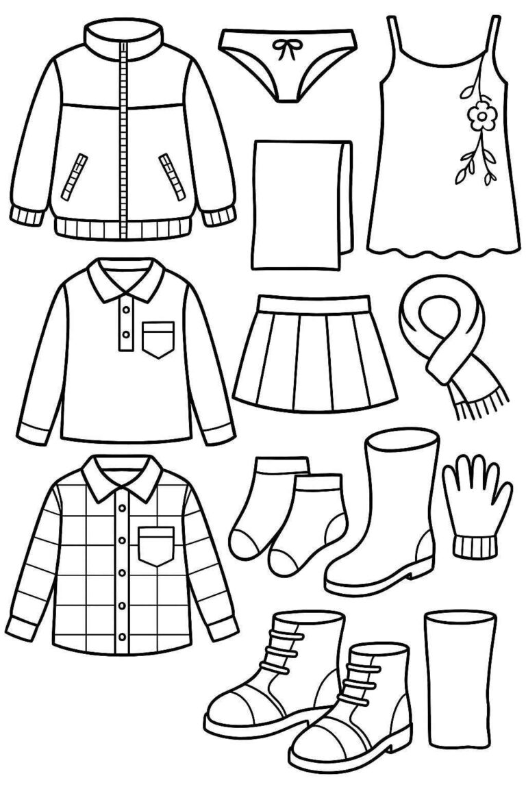 Desenhos de Roupas para Imprimir e Colorir