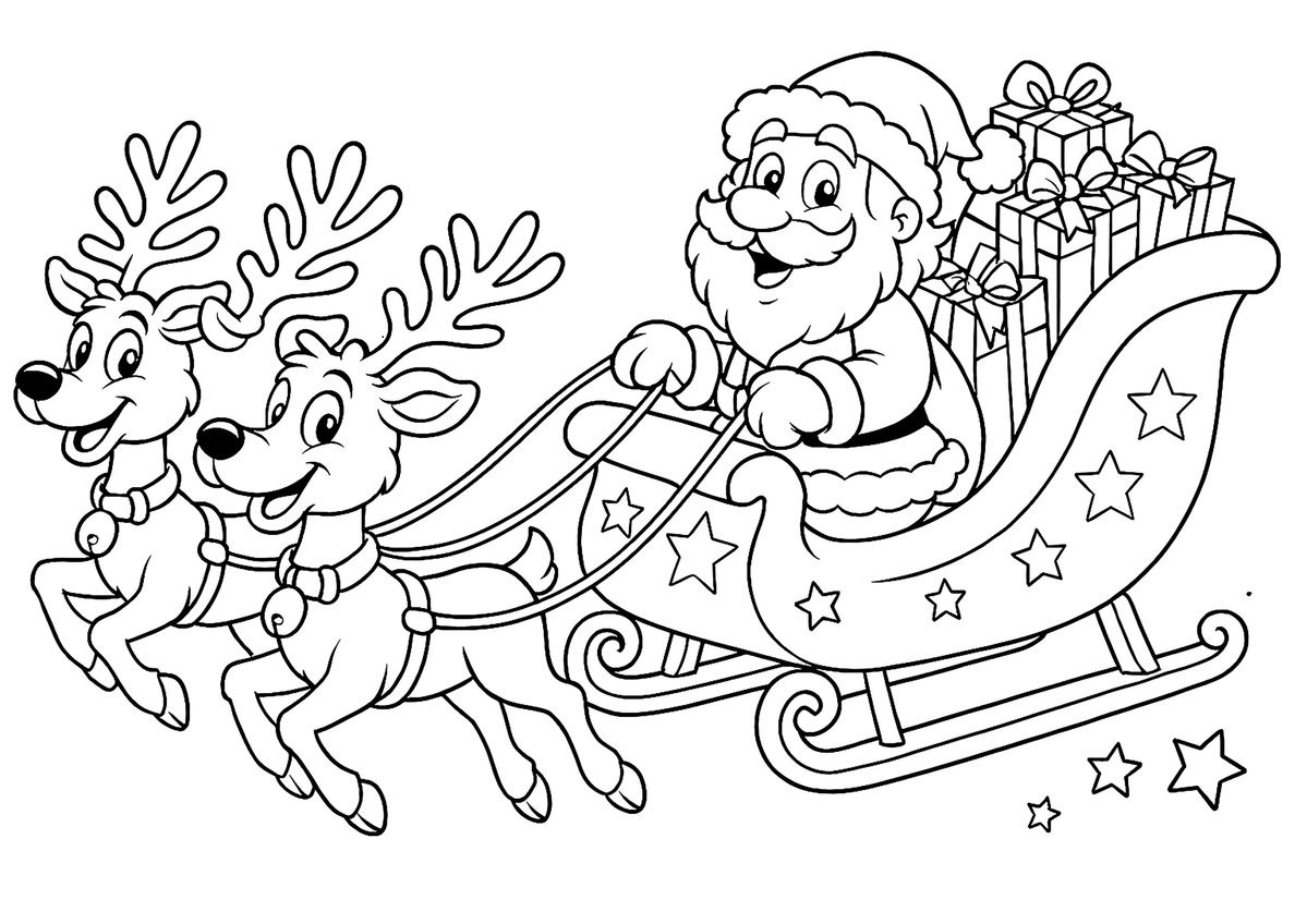 Desenho de Treno Do Papai Noel Desenho Colorir Imprimir 06