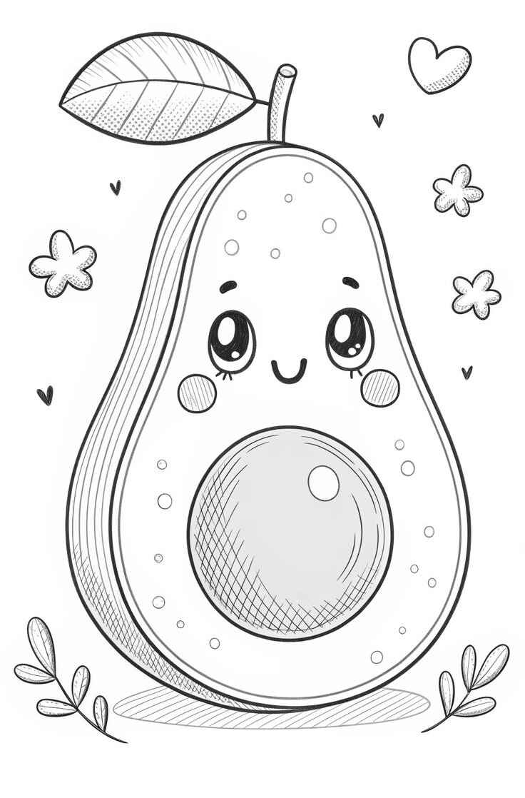 Desenho de Abacate Desenho Colorir Imprimir 15