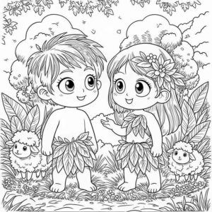 Desenho de Adão E Eva Desenho Colorir Imprimir 01