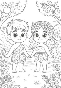 Desenho de Adão E Eva Desenho Colorir Imprimir 02