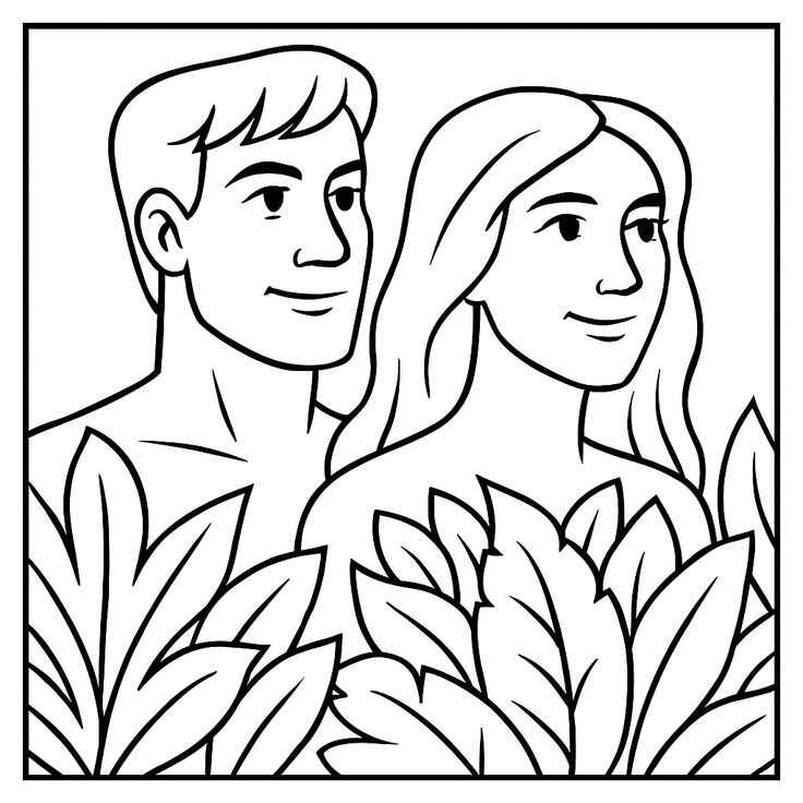 Desenho de Adão E Eva Desenho Colorir Imprimir 03