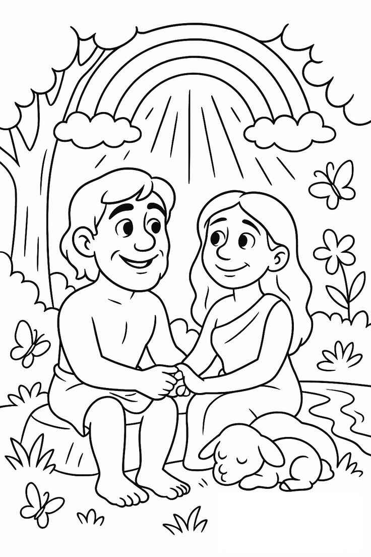 Desenho de Adão E Eva Desenho Colorir Imprimir 04