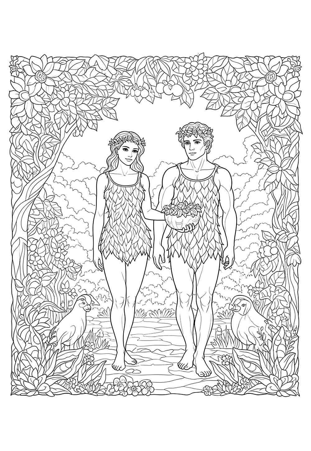 Desenho de Adão E Eva Desenho Colorir Imprimir 06