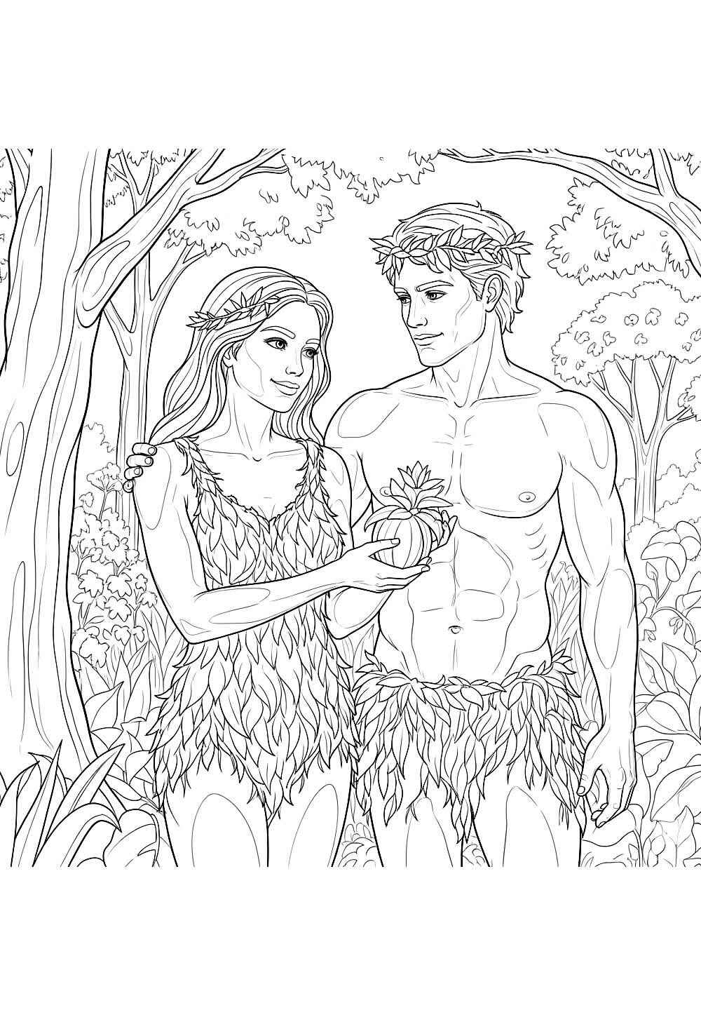 Desenho de Adão E Eva Desenho Colorir Imprimir 08