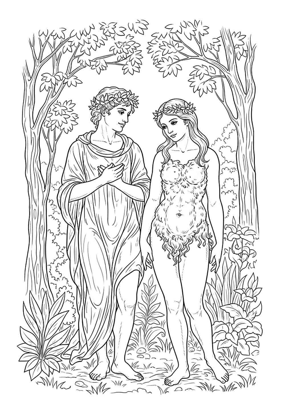 Desenho de Adão E Eva Desenho Colorir Imprimir 09