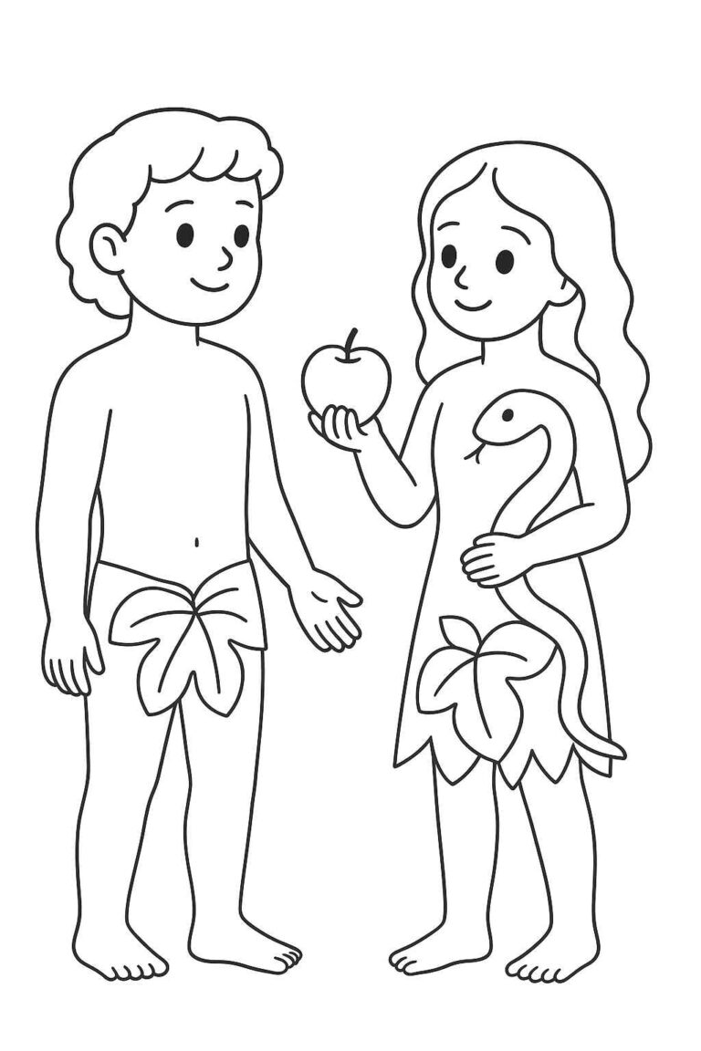 Desenhos de Adão e Eva para Imprimir e Colorir