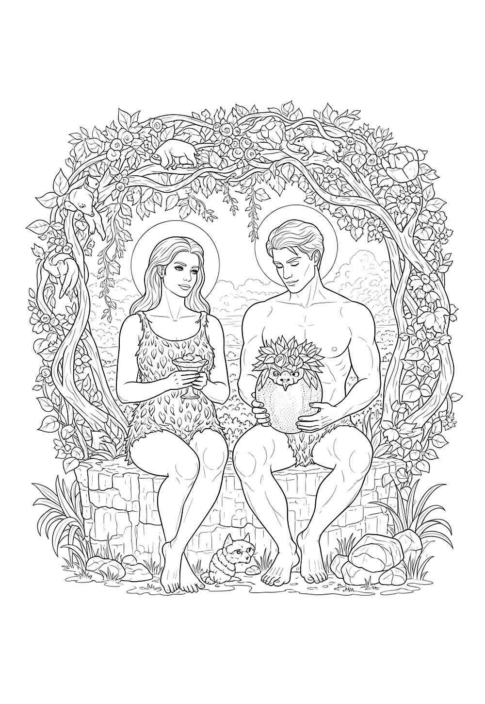 Desenho de Adão E Eva Desenho Colorir Imprimir 14