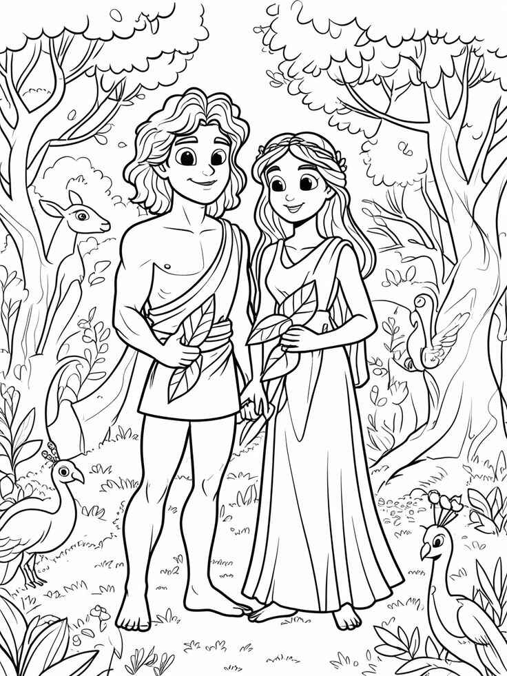 Desenho de Adão E Eva Desenho Colorir Imprimir 18