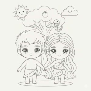 Desenho de Adão E Eva Desenho Colorir Imprimir 20