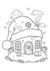 Desenho de Casa Do Papai Noel Desenho Colorir Imprimir 01
