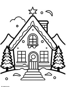 Desenho de Casa Do Papai Noel Desenho Colorir Imprimir 08