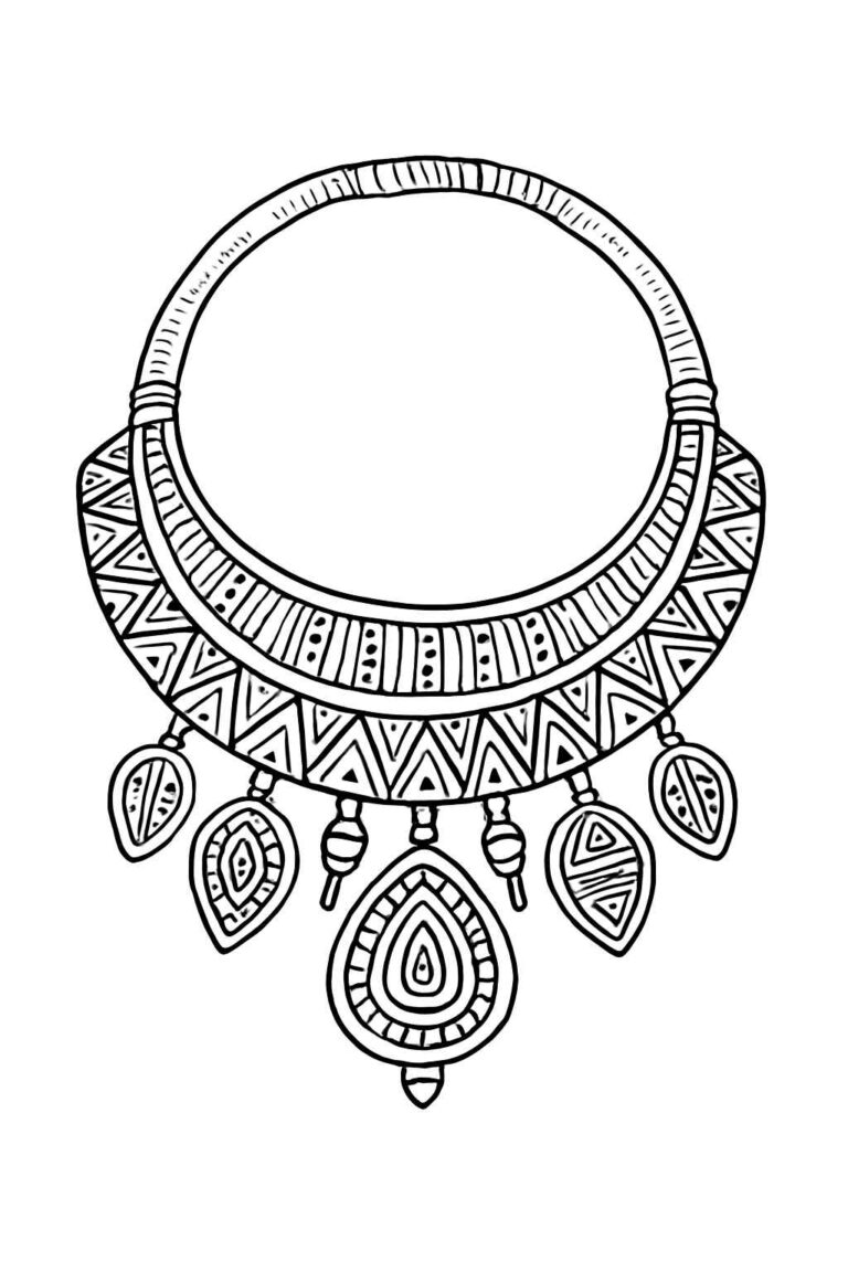 Desenhos de Colar Africano para Imprimir e Colorir