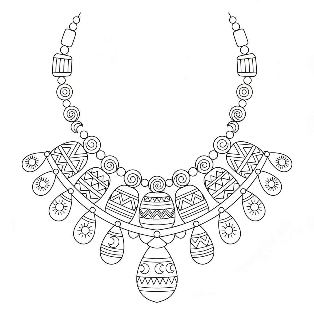 Desenho de Colar Africano Desenho Colorir Imprimir 13