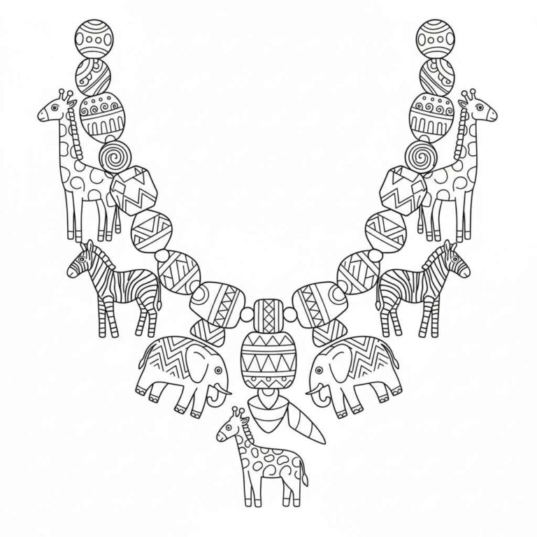 Desenhos de Colar Africano para Imprimir e Colorir