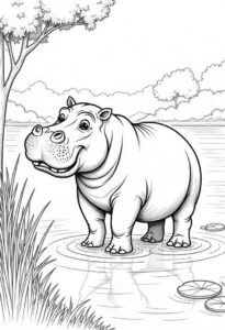 Desenho de Hipopotamo Desenho Colorir Imprimir 01