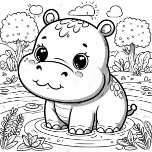 Desenho de Hipopotamo Desenho Colorir Imprimir 03