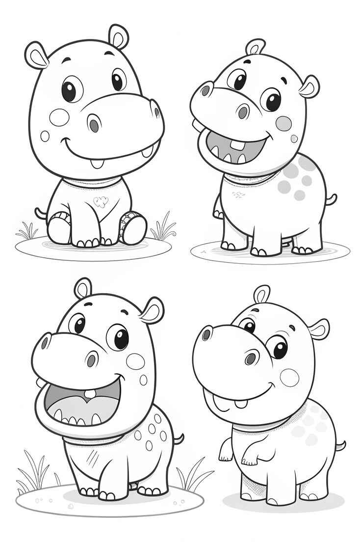 Desenho de Hipopotamo Desenho Colorir Imprimir 04