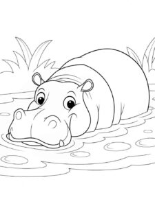 Desenho de Hipopotamo Desenho Colorir Imprimir 12