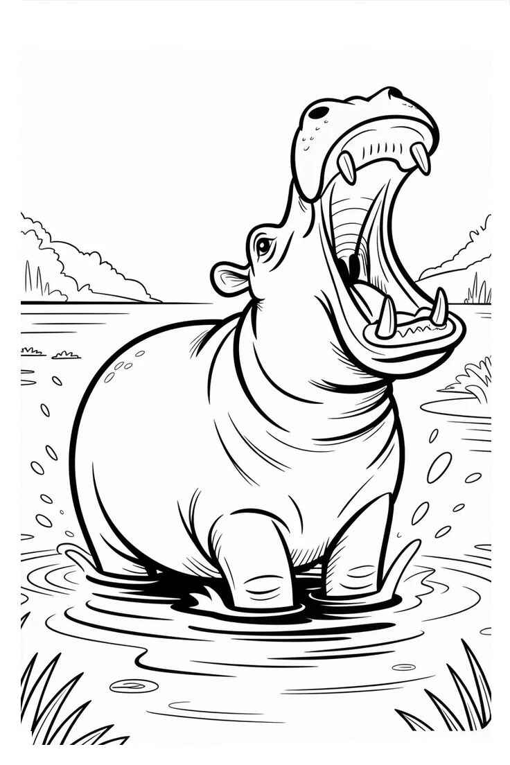 Desenho de Hipopotamo Desenho Colorir Imprimir 14