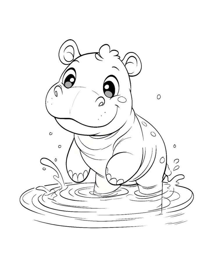 Desenho de Hipopotamo Desenho Colorir Imprimir 16