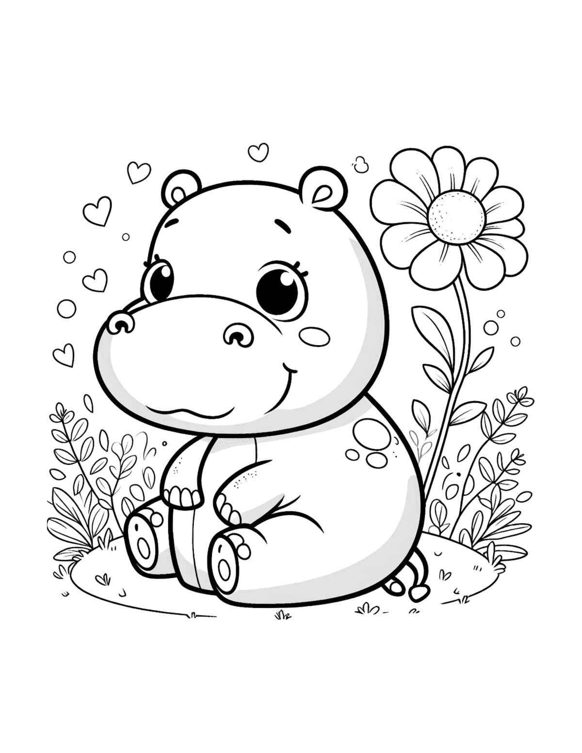 Desenho de Hipopotamo Desenho Colorir Imprimir 19