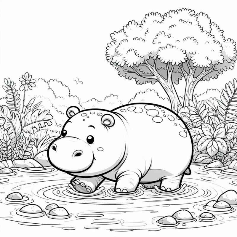 Desenho de Hipopotamo Desenho Colorir Imprimir 50