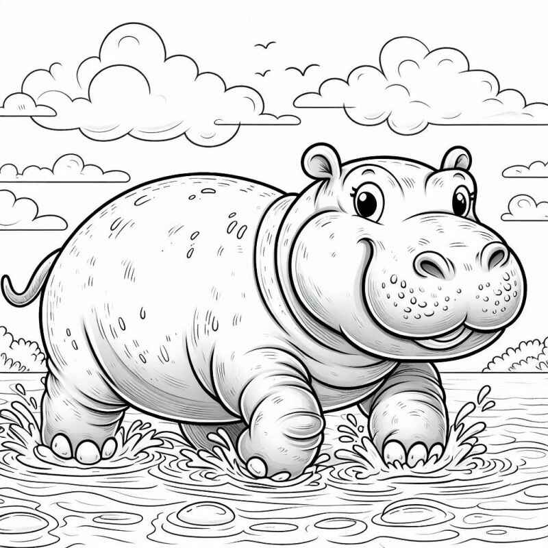 Desenho de Hipopotamo Desenho Colorir Imprimir 69