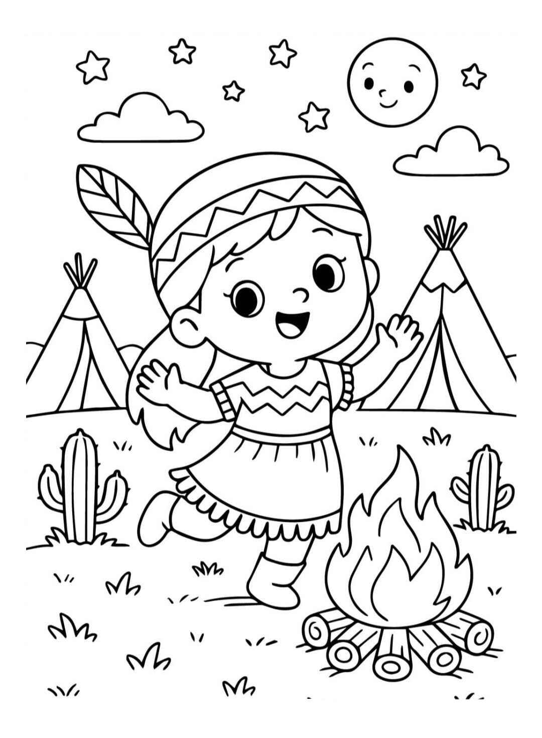 Desenho de Indigena Desenho Colorir Imprimir 01