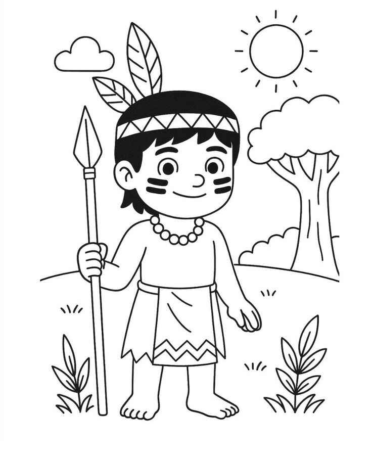 Desenho de Indigena Desenho Colorir Imprimir 02