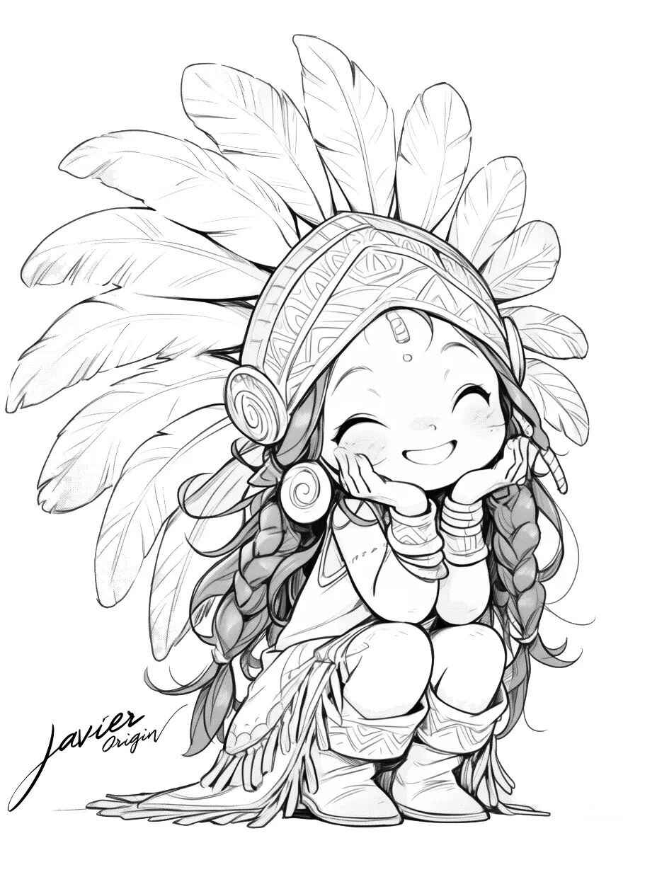 Desenho de Indigena Desenho Colorir Imprimir 18