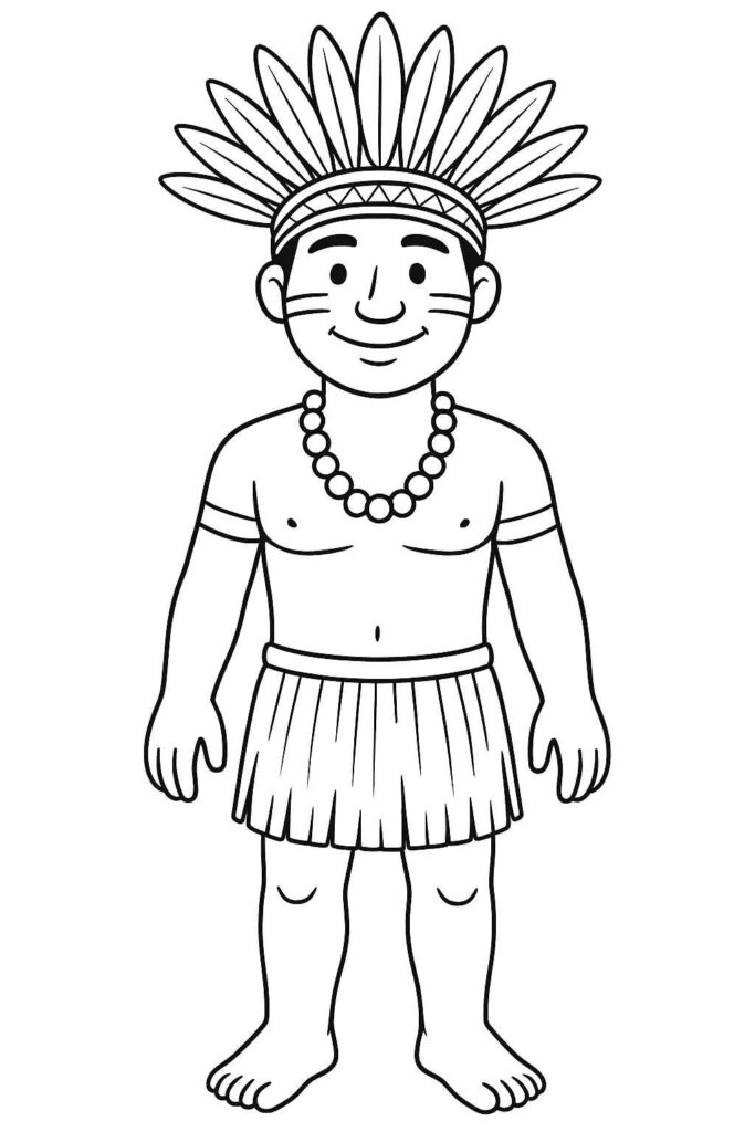 Desenhos de Indígenas para Imprimir e Colorir
