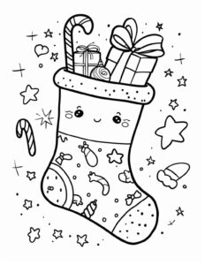 Desenho de Meia De Natal Desenho Colorir Imprimir 01