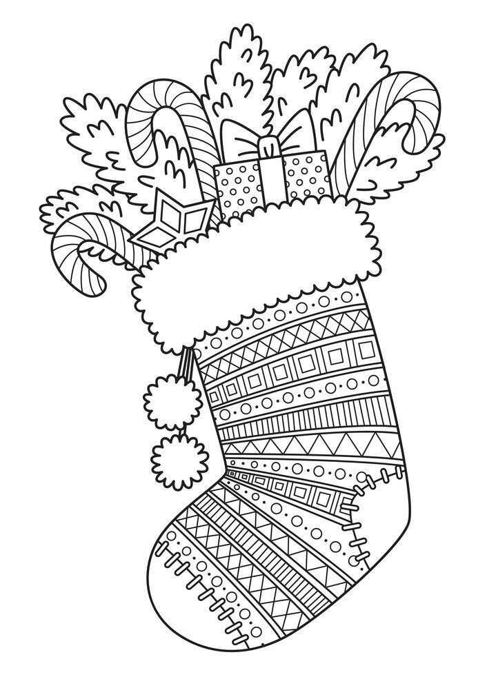Desenho de Meia De Natal Desenho Colorir Imprimir 06