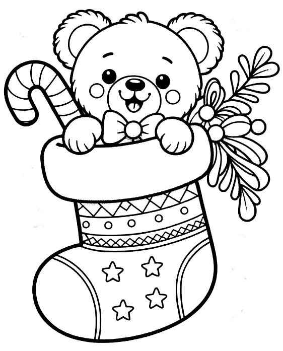 Desenho de Meia De Natal Desenho Colorir Imprimir 09