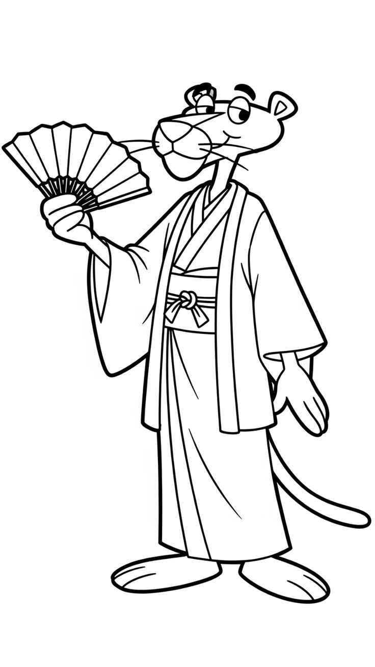 Desenho de Pantera Cor De Rosa Desenho Colorir Imprimir 03