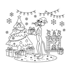 Desenho de Pantera Cor De Rosa Desenho Colorir Imprimir 09