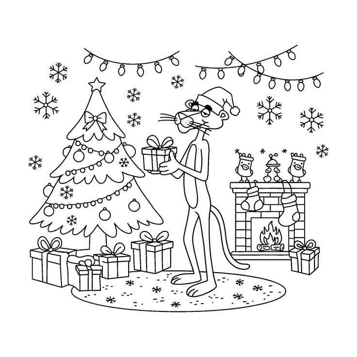 Desenho de Pantera Cor De Rosa Desenho Colorir Imprimir 09