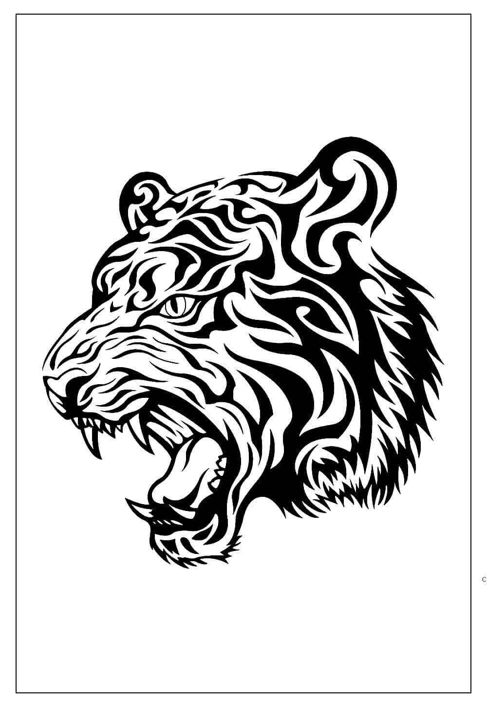 Desenho de Tigre Desenho Colorir Imprimir 034