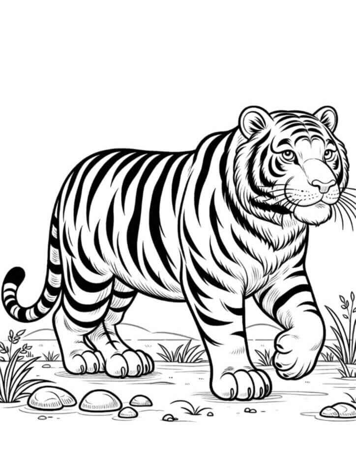 Desenho de Tigre Desenho Colorir Imprimir 047