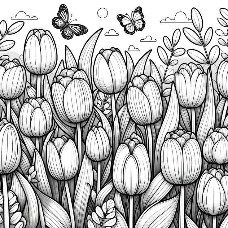 Desenho de Tulipa Desenho Colorir Imprimir 05