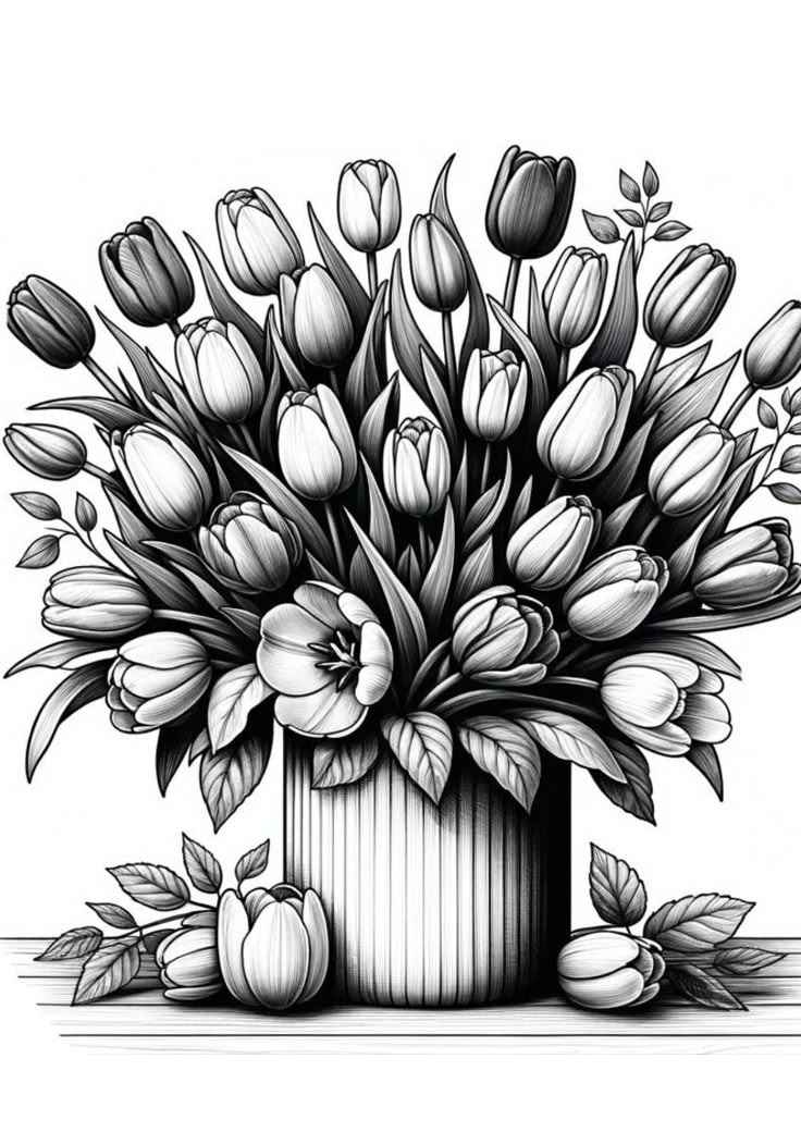 Desenho de Tulipa Desenho Colorir Imprimir 18