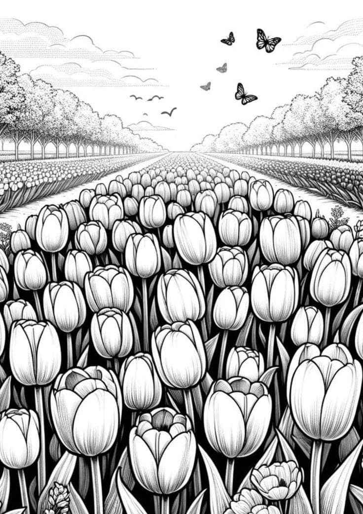 Desenho de Tulipa Desenho Colorir Imprimir 20