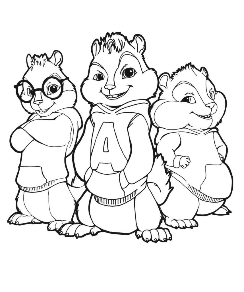 Desenhos de Alvin e os Esquilos para Imprimir e Colorir