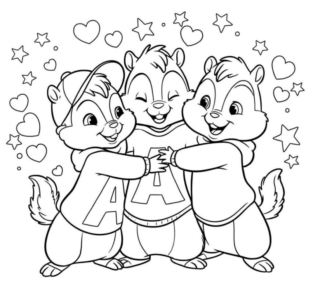 Desenhos de Alvin e os Esquilos para Imprimir e Colorir